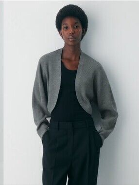 Aritzia Babaton Decision Shrug Cardigan XS Open Front Ribbed Knit Cozy Chic